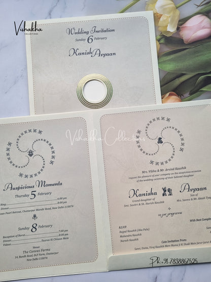 Flower Hindu Muslim Christian Sikh invitation Cards EJ-5096