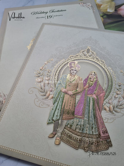 Dulah Dulhan Hindu Sikh invitation Cards EJ-5097