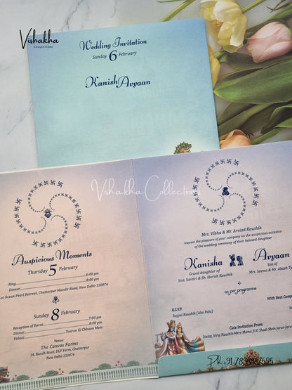 Radha Krishna Hathi Hindu invitation Cards EJ-5098