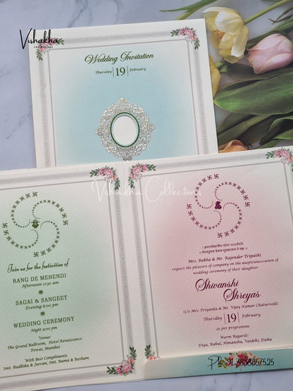 Flower Hindu Muslim Christian Sikh invitation Cards EJ-5099