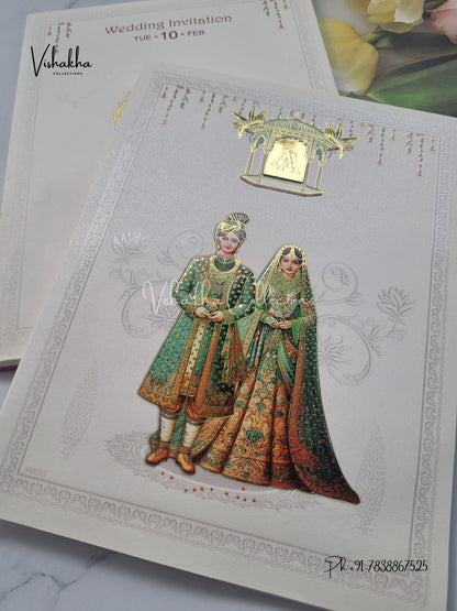 Semi Box Dulah Dulhan Hindu Sikh invitation Cards EJ-5101