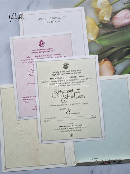 Flower White And golden Hindu Muslim Christian Sikh invitation Cards EJ-5105