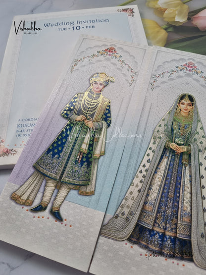 Semi Box Dulah Dulhan Hindu Sikh invitation Cards EJ-5108