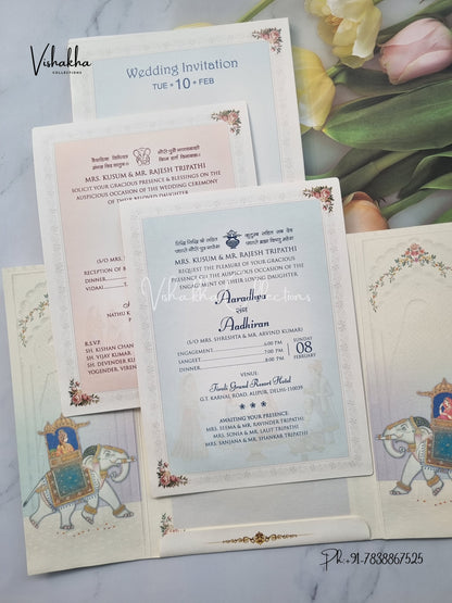 Semi Box Dulah Dulhan Hindu Sikh invitation Cards EJ-5108
