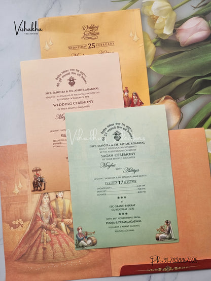 Semi Box Ganesh Ji Dulah Dulhan Hindu invitation Cards EJ-5110