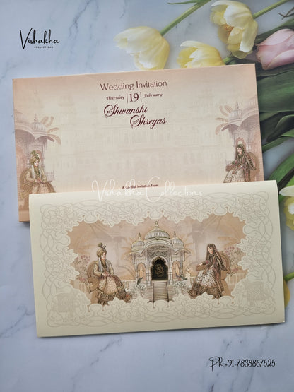 Semi Box Dulah Dulhan Hindu Sikh invitation Cards EJ-5113