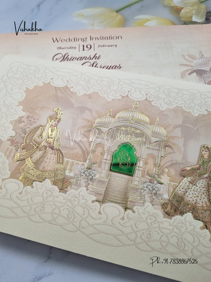 Semi Box Dulah Dulhan Hindu Sikh invitation Cards EJ-5113