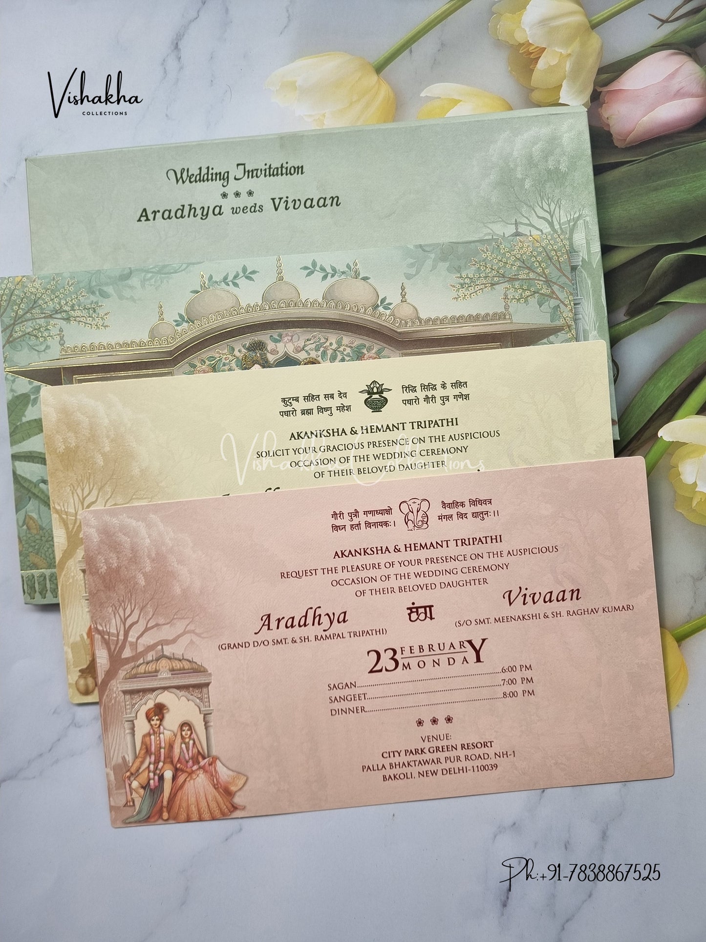 Semi Box Dulah Dulhan Hindu Sikh invitation Cards EJ-5114