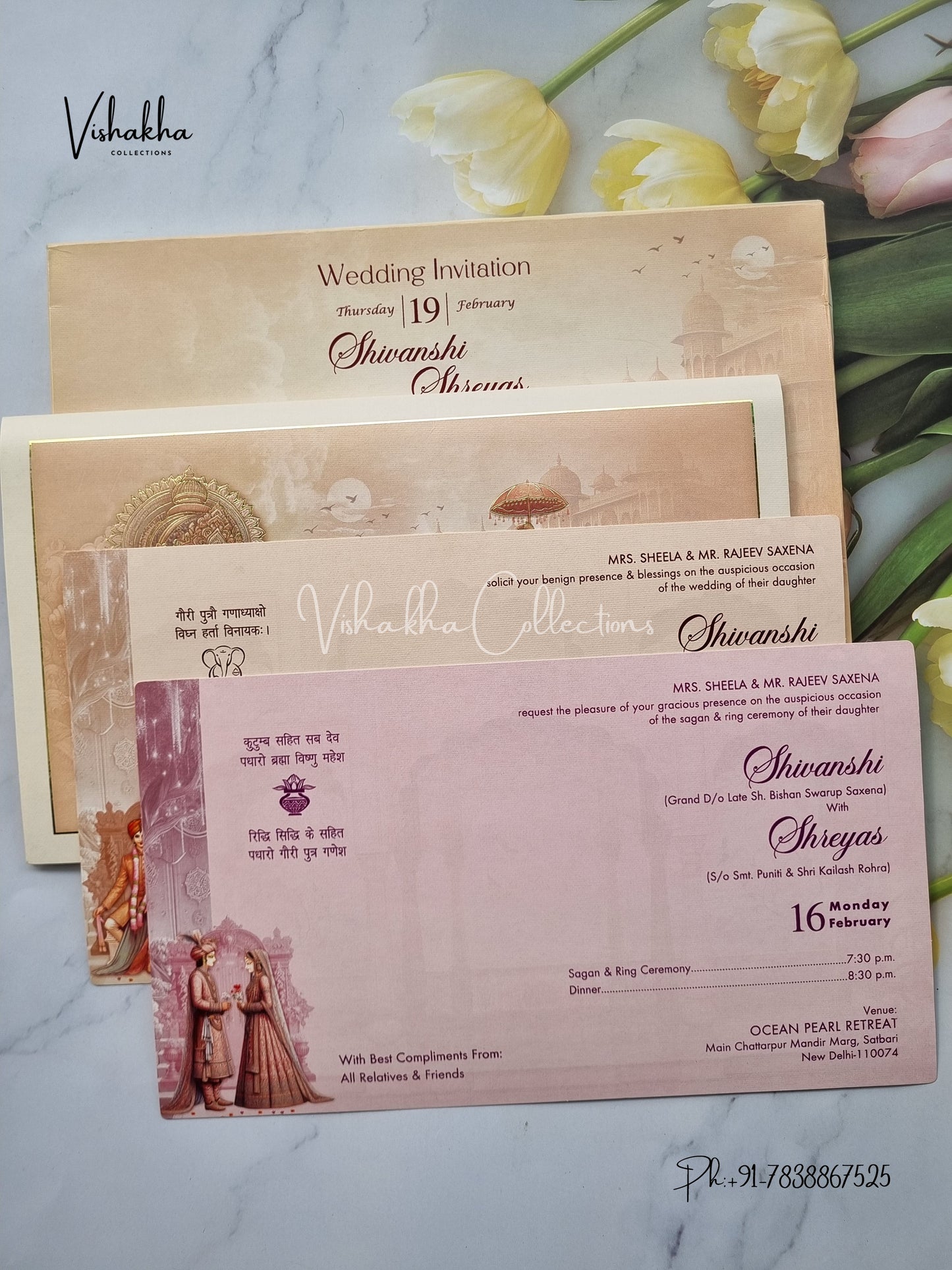 Semi Box Hathi Ganesh Ji Hindu invitation Cards EJ-5116
