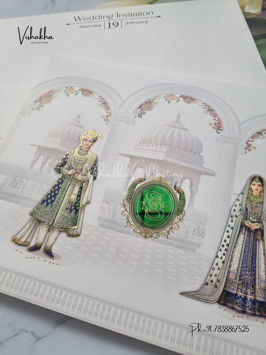 Semi Box Dulah Dulhan Hindu Sikh invitation Cards EJ-5117
