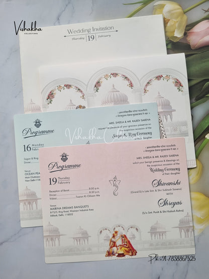Semi Box Dulah Dulhan Hindu Sikh invitation Cards EJ-5117
