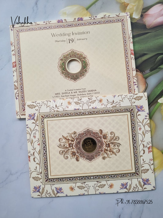 Semi Box Flower Hindu Muslim Christian Sikh invitation Cards EJ-5118