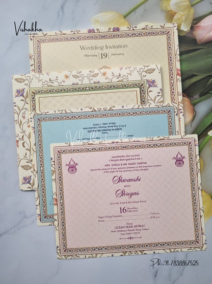 Semi Box Flower Hindu Muslim Christian Sikh invitation Cards EJ-5118