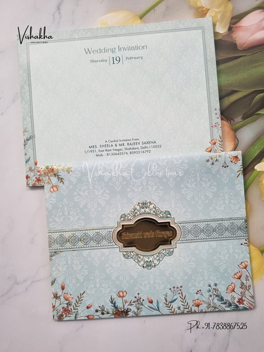 Semi Box Flower Hindu Muslim Christian Sikh invitation Cards EJ-5119