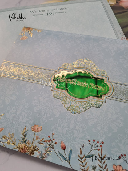 Semi Box Flower Hindu Muslim Christian Sikh invitation Cards EJ-5119