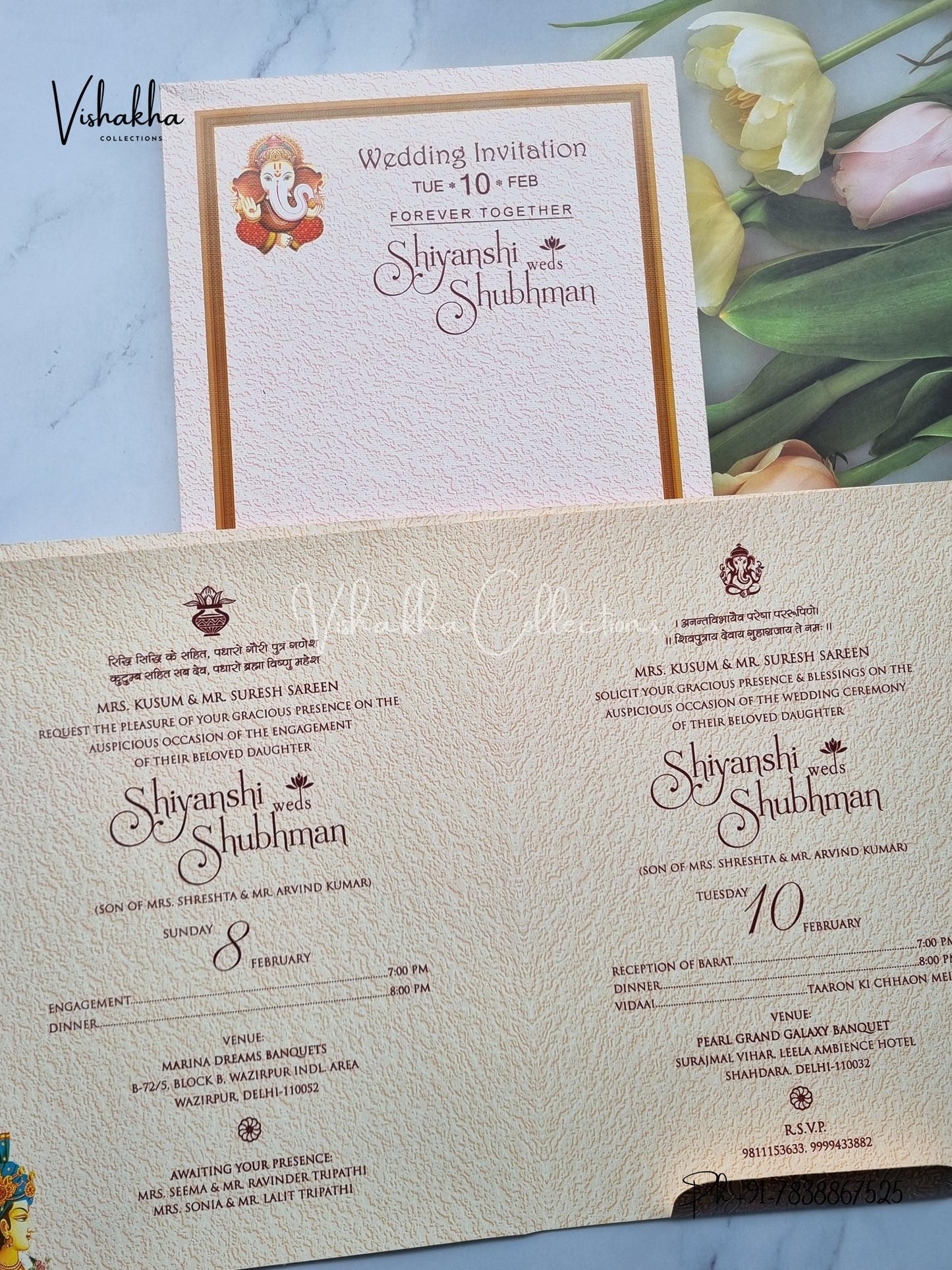 Peacock Ganesh Ji Dulah Dulhan Hindu invitation Cards EJ-5122