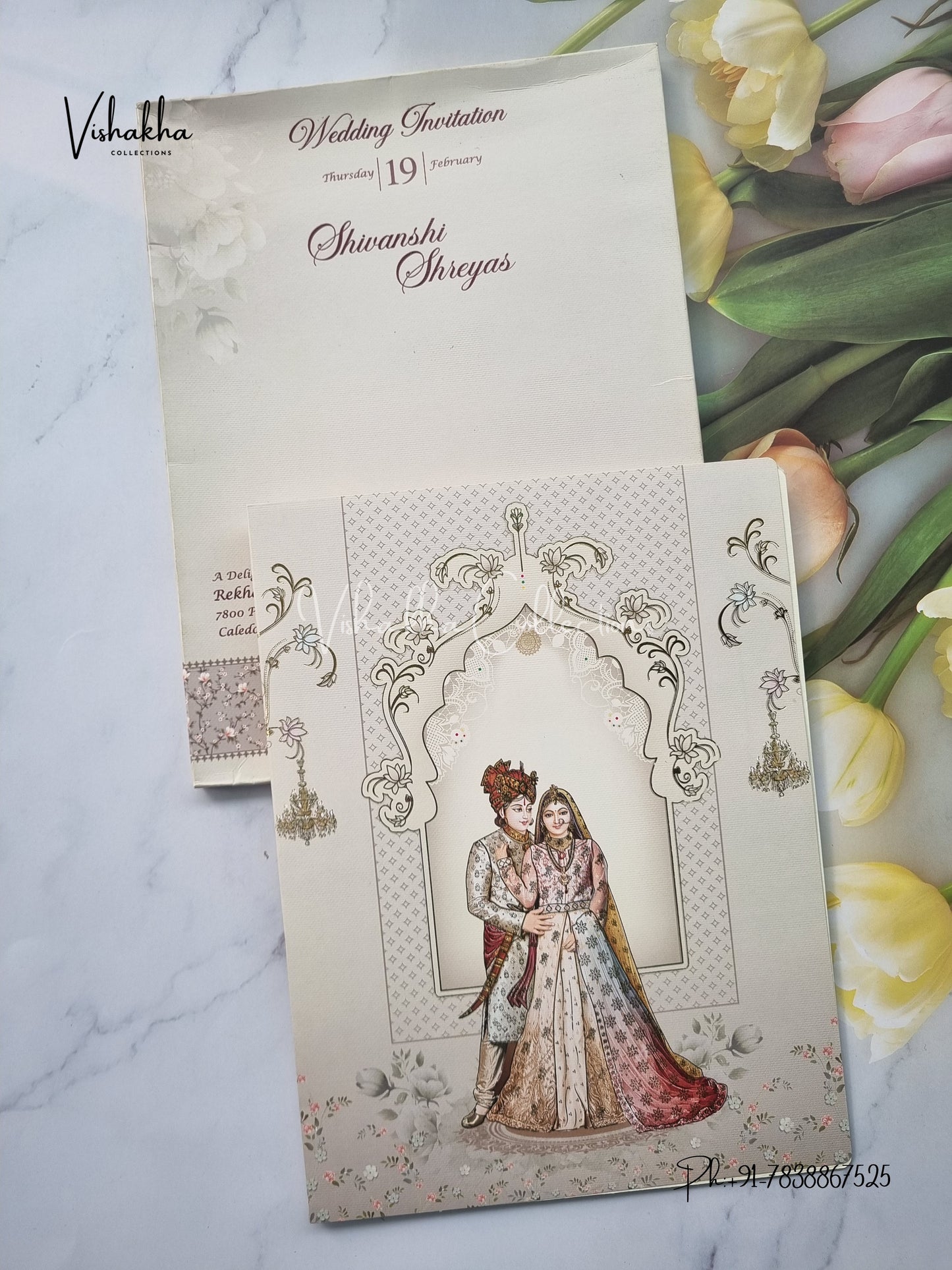 Semi Box Dulah Dulhan Hindu Sikh invitation Cards EJ-5123