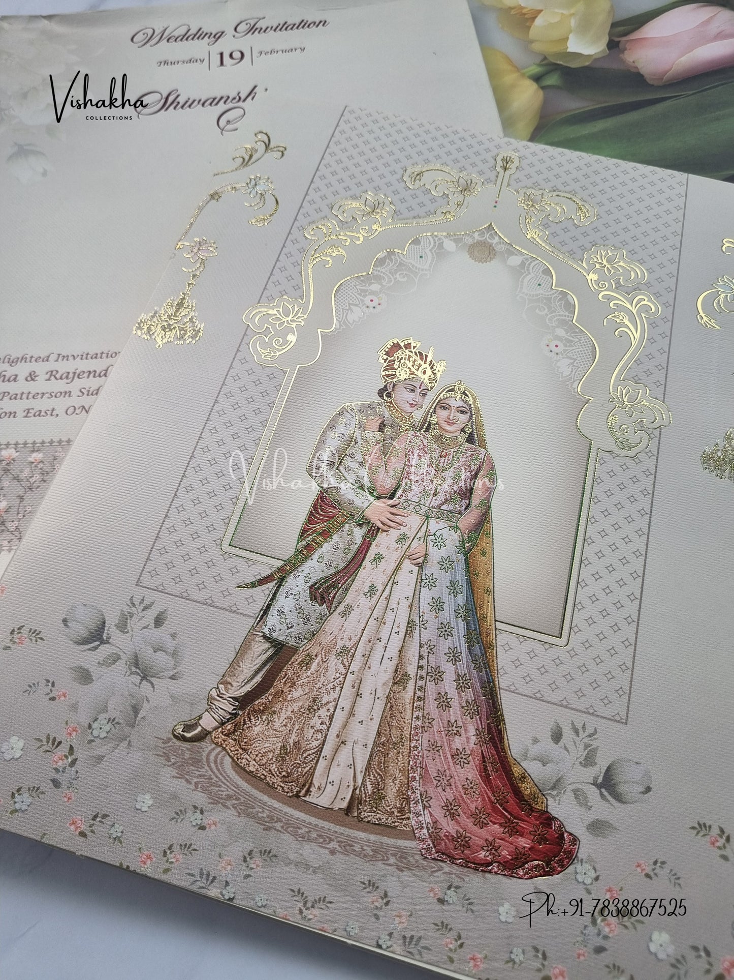 Semi Box Dulah Dulhan Hindu Sikh invitation Cards EJ-5123