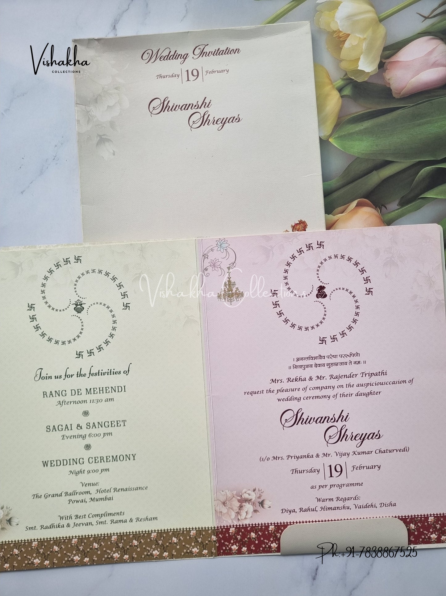 Semi Box Dulah Dulhan Hindu Sikh invitation Cards EJ-5123