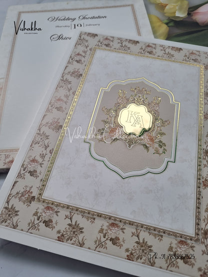 Semi Box Flower Hindu Muslim Christian Sikh invitation Cards EJ-5124