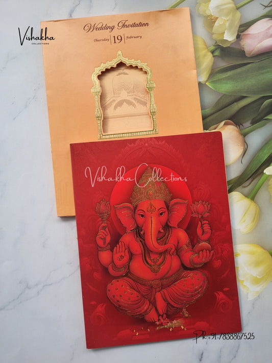 Semi Box Ganesh Ji Hindu invitation Cards EJ-5125
