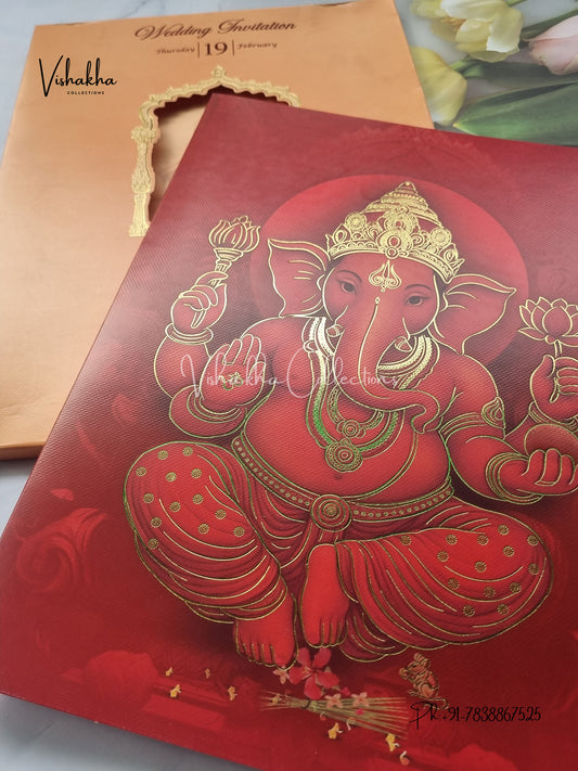 Semi Box Ganesh Ji Hindu invitation Cards EJ-5125