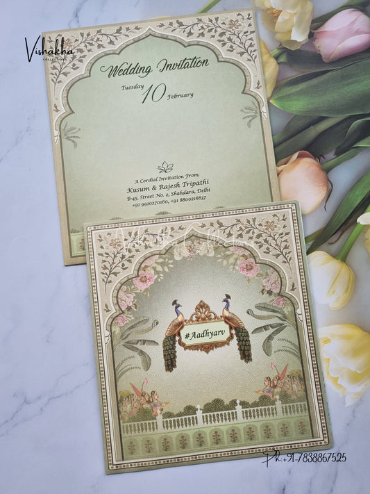 Peacock Hindu Sikh invitation Cards EJ-5130