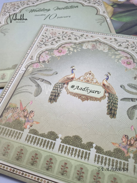 Peacock Hindu Sikh invitation Cards EJ-5130