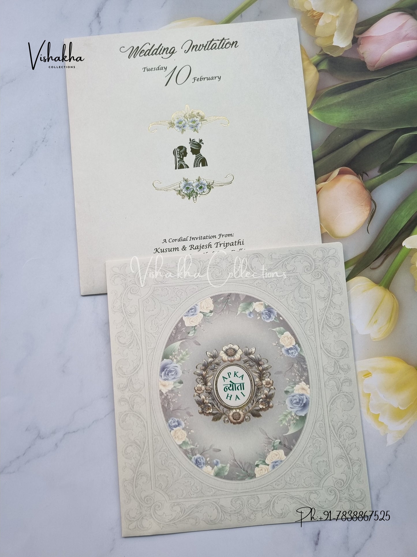 Flower Hindu Muslim Christian Sikh invitation Cards EJ-5131