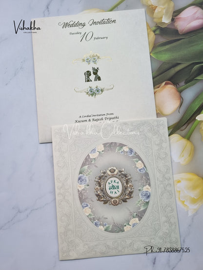 Flower Hindu Muslim Christian Sikh invitation Cards EJ-5131