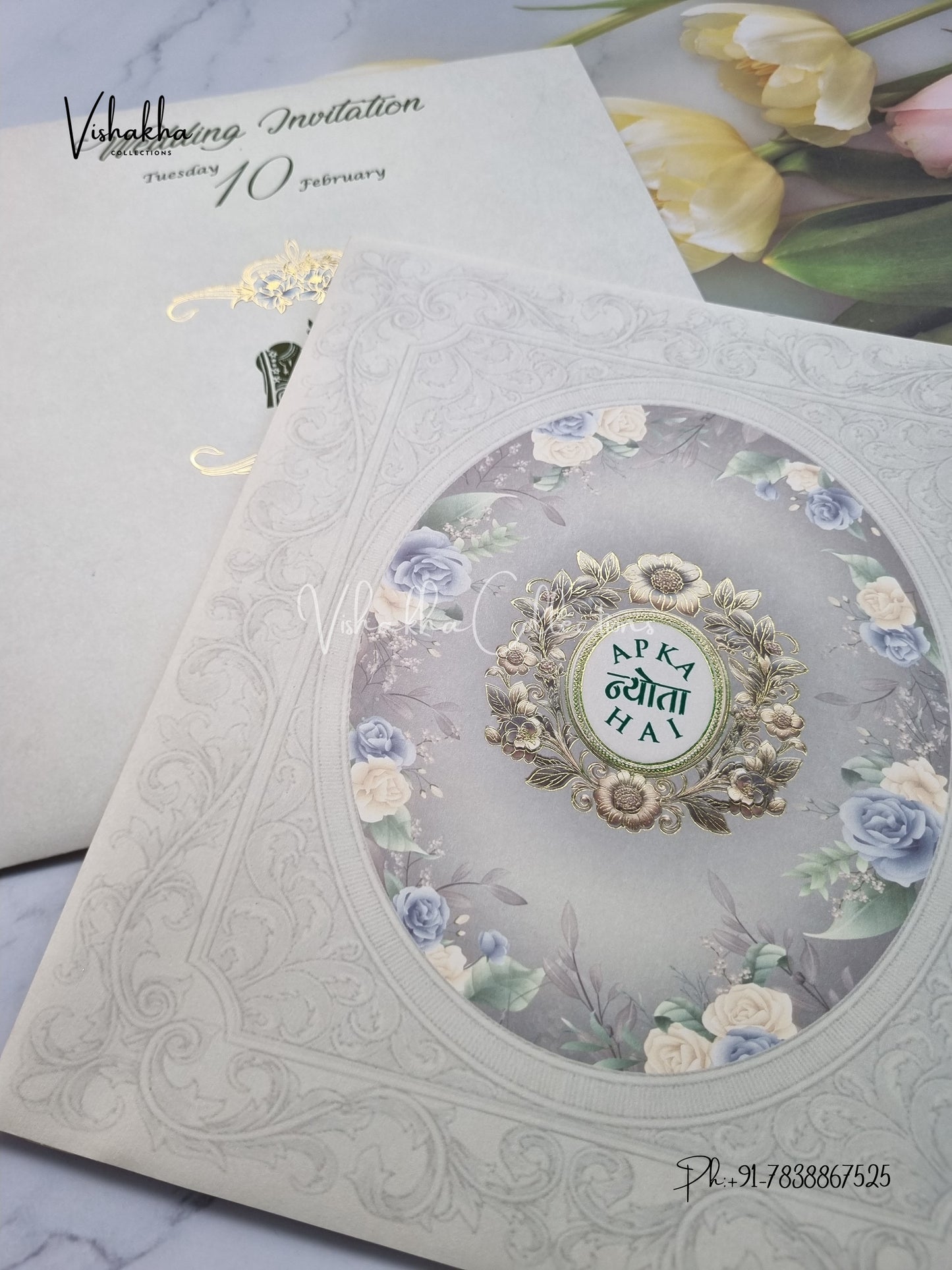 Flower Hindu Muslim Christian Sikh invitation Cards EJ-5131