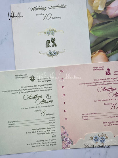 Flower Hindu Muslim Christian Sikh invitation Cards EJ-5131