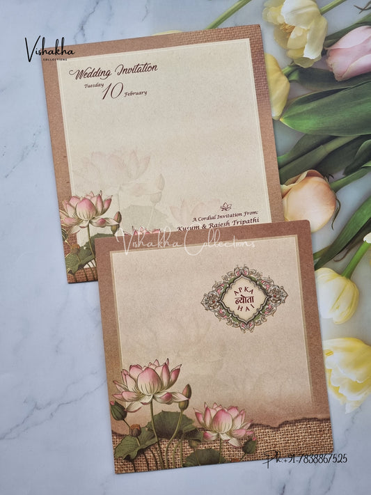 Flower Hindu Muslim Christian Sikh invitation Cards EJ-5132