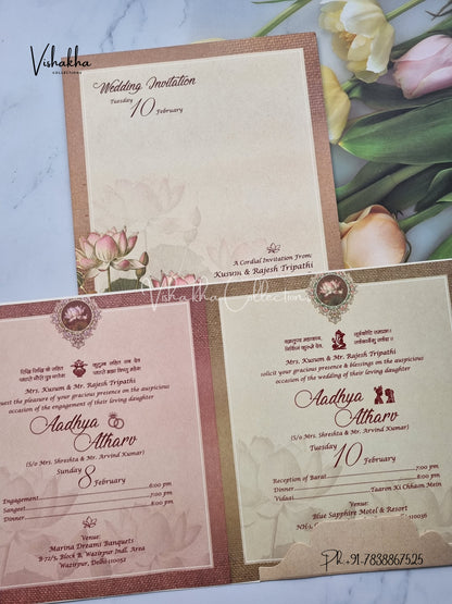 Flower Hindu Muslim Christian Sikh invitation Cards EJ-5132