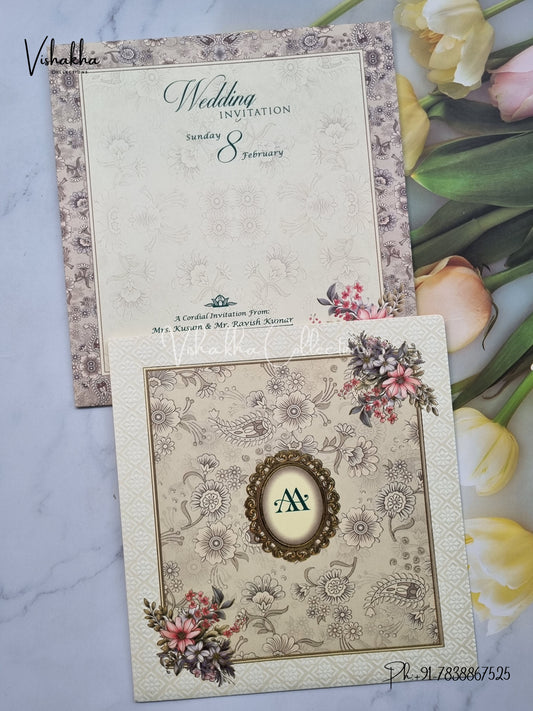 Flower Hindu Muslim Christian Sikh invitation Cards EJ-5134