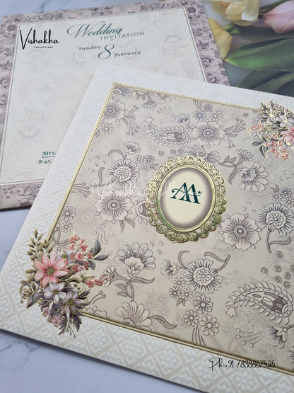 Flower Hindu Muslim Christian Sikh invitation Cards EJ-5134