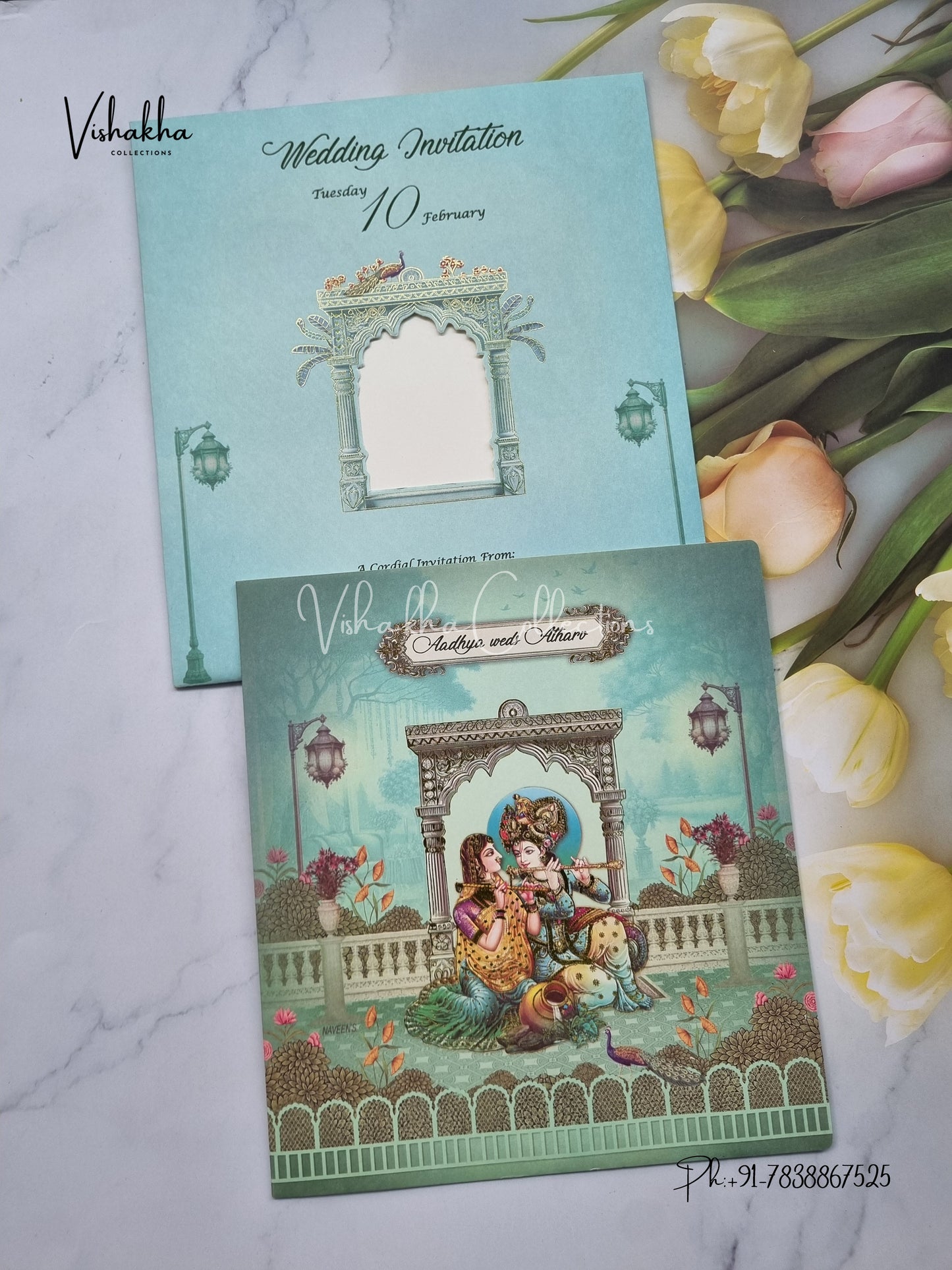 Radha Krishna Hindu invitation Cards EJ-5135