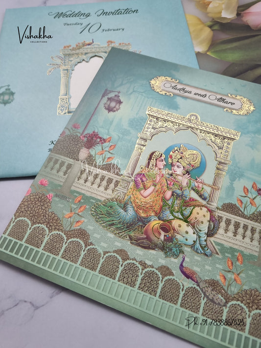 Radha Krishna Hindu invitation Cards EJ-5135