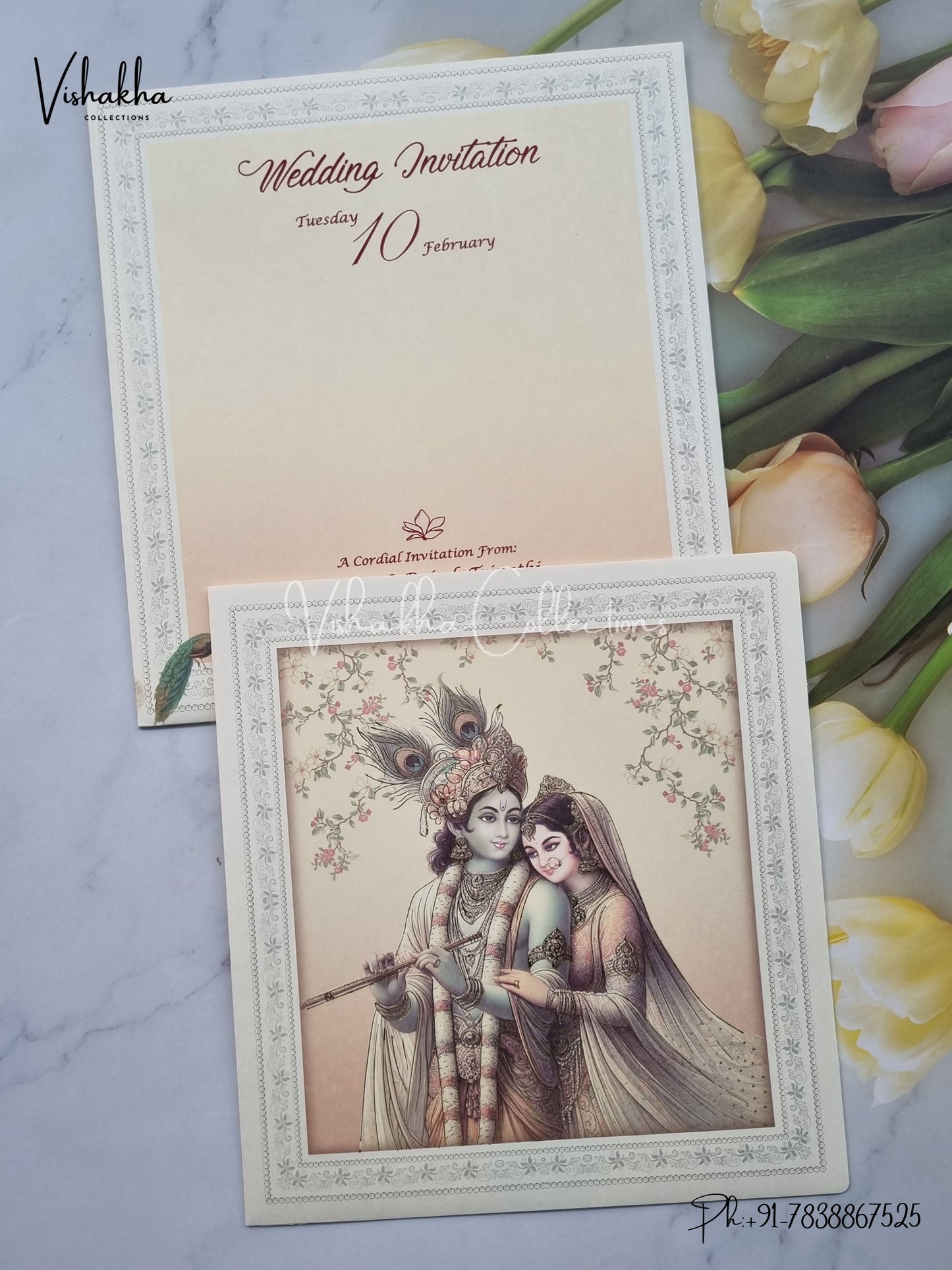 Radha Krishna Hindu invitation Cards EJ-5136