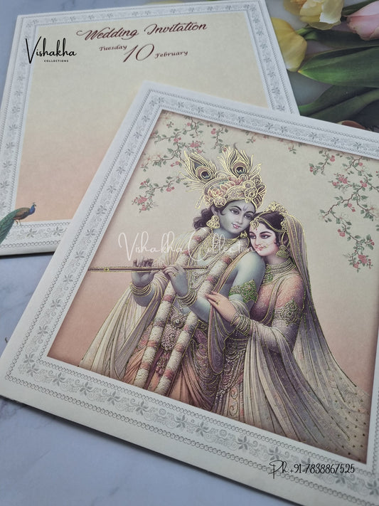 Radha Krishna Hindu invitation Cards EJ-5136