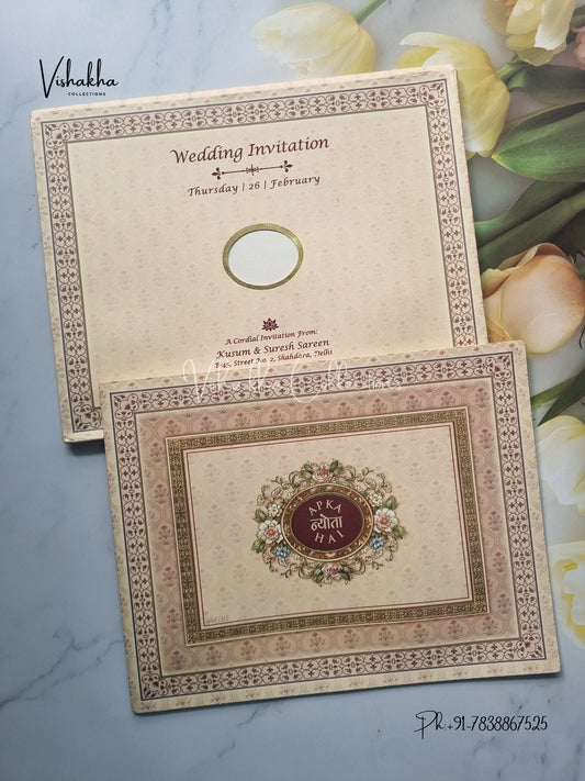Semi Box Flower Hindu Muslim Christian Sikh invitation Cards EJ-5137