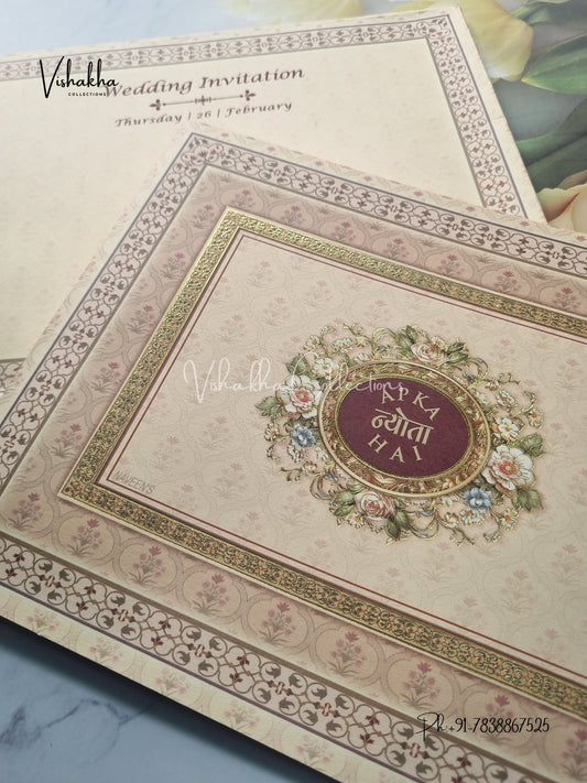 Semi Box Flower Hindu Muslim Christian Sikh invitation Cards EJ-5137
