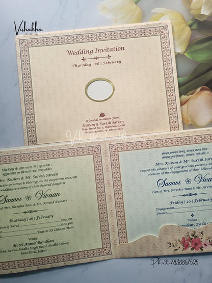 Semi Box Flower Hindu Muslim Christian Sikh invitation Cards EJ-5137