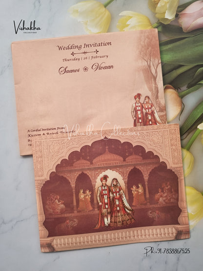Semi Box Dulah Dulhan Hindu Sikh invitation Cards EJ-5138