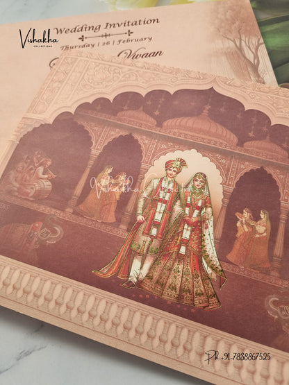 Semi Box Dulah Dulhan Hindu Sikh invitation Cards EJ-5138