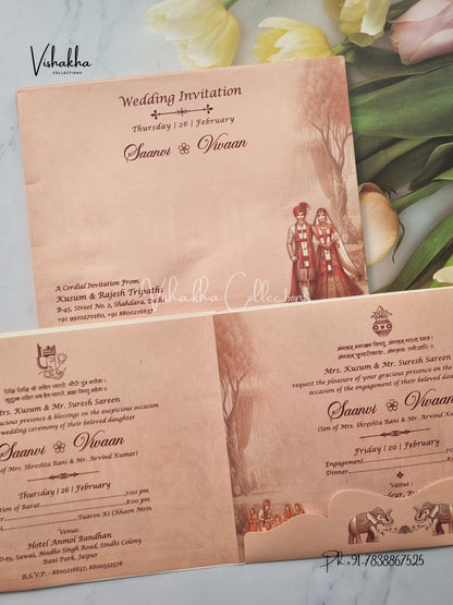 Semi Box Dulah Dulhan Hindu Sikh invitation Cards EJ-5138
