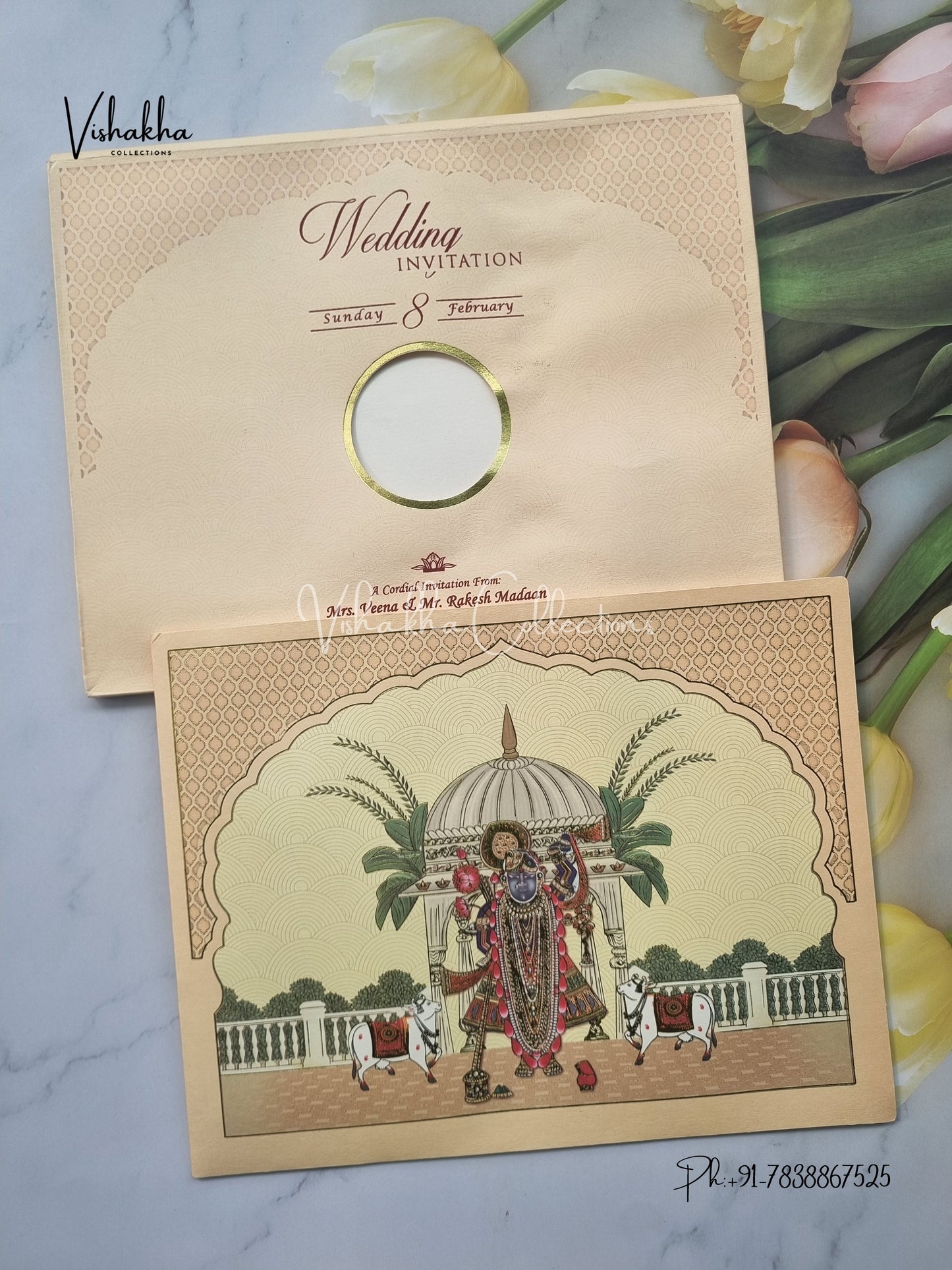 Semi Box Hindu invitation Cards EJ-5140