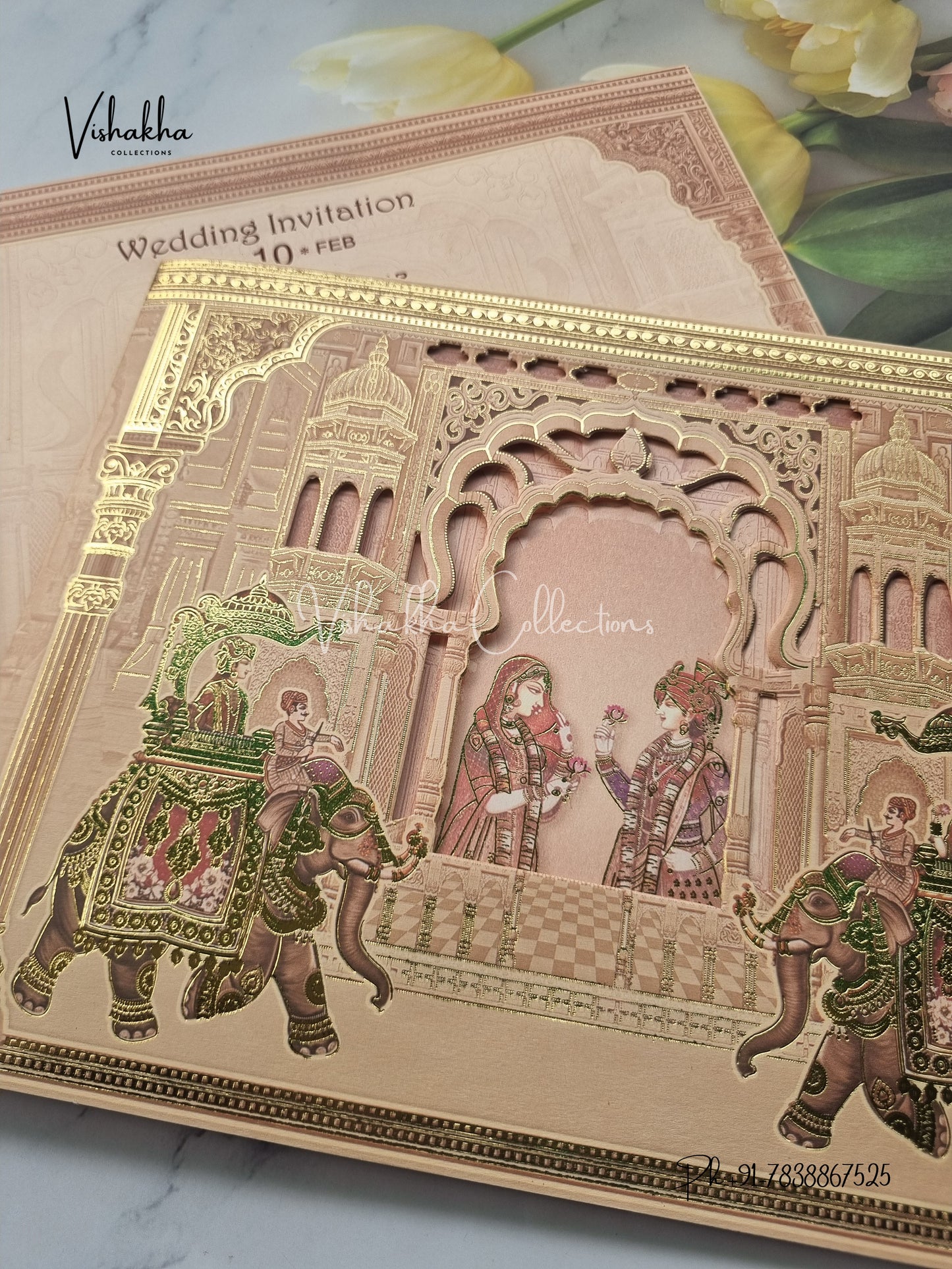 Semi Box Hathi Dulah Dulhan Hindu Sikh invitation Cards EJ-5141