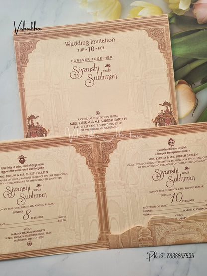 Semi Box Hathi Dulah Dulhan Hindu Sikh invitation Cards EJ-5141