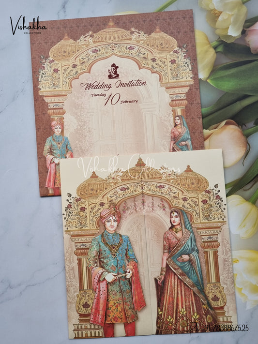 Dulah Dulhan Double Door Hindu Sikh invitation Cards EJ-5143